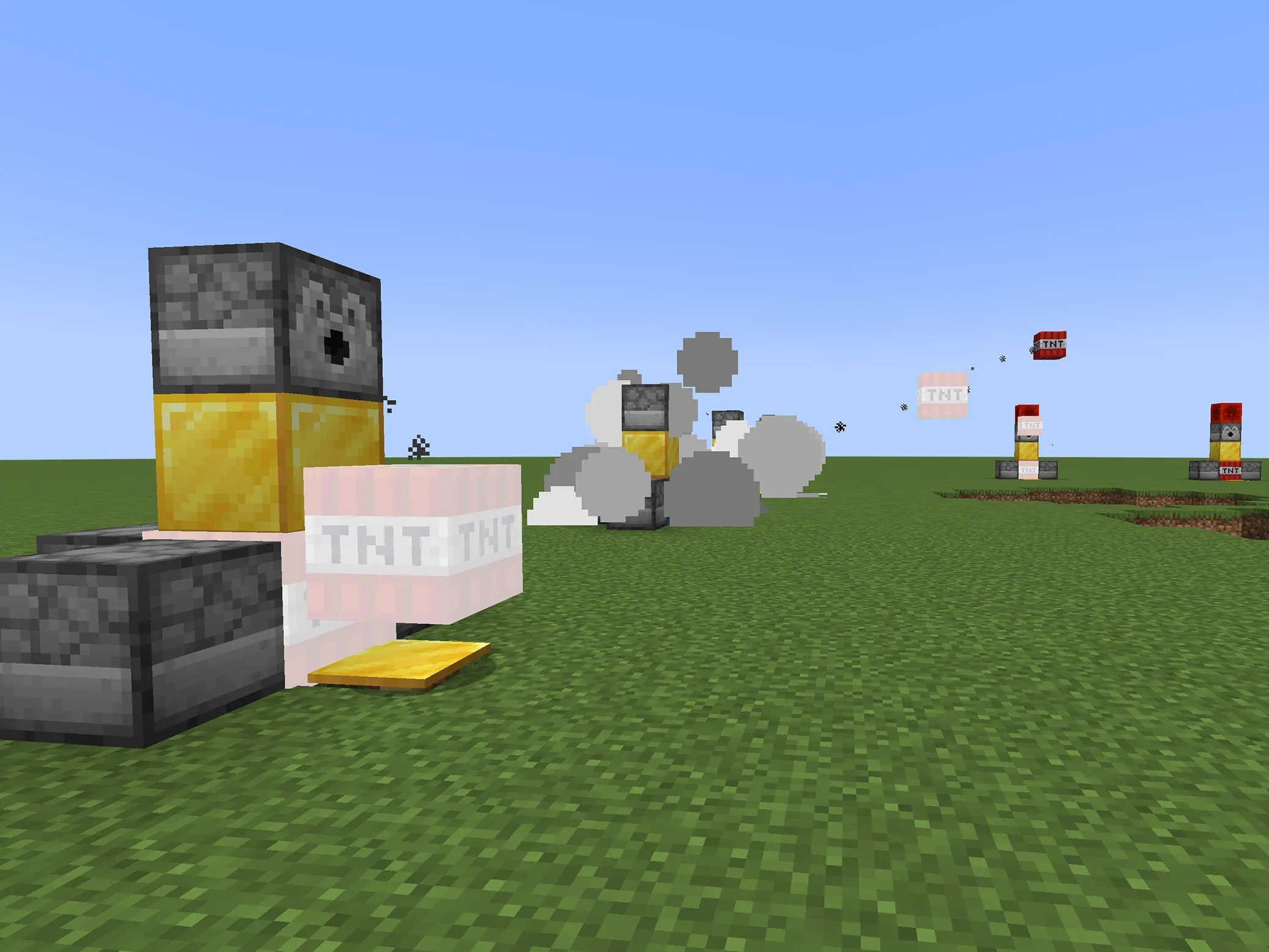 マインクラフトで仕組みを作っている様子